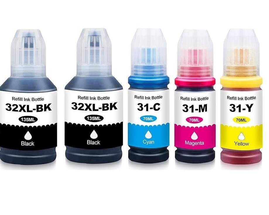 Compatible HP 32XL & 31 Full Set of Ink Bottles & EXTRA BLACK